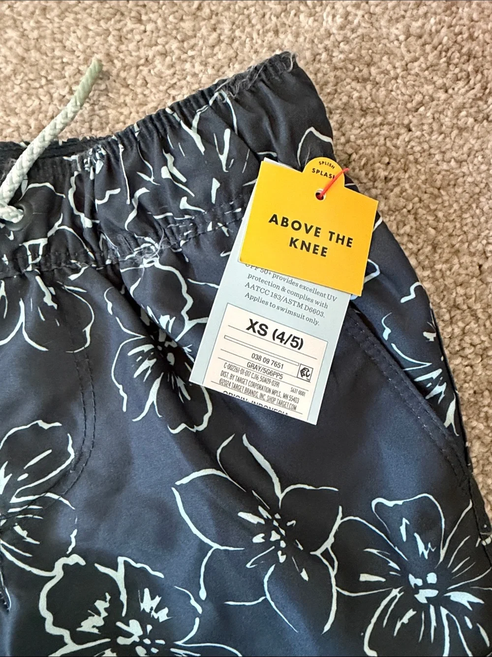 NWT Boys Floral Drawstring Swim Shorts with Lining boys size xs 4/5